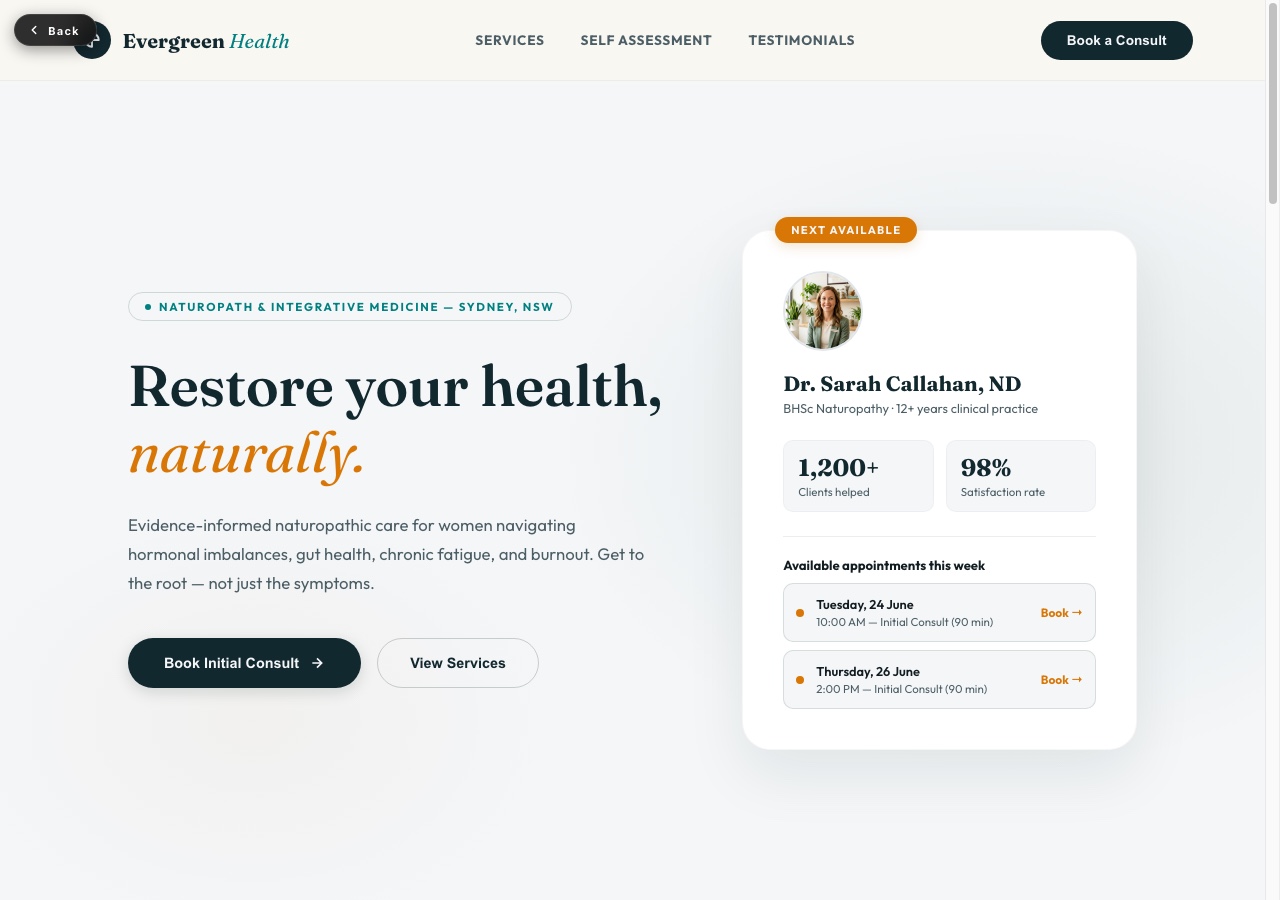 Naturopath Practice Homepage